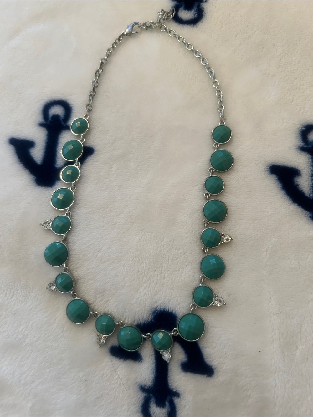 Napier Teal Faceted Stone Statement Necklace